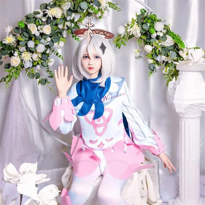 Cosbao paimon cosplay lolita vestido bonito anime macacões feminino bodysuit de uma peça uniforme festa traje de halloween