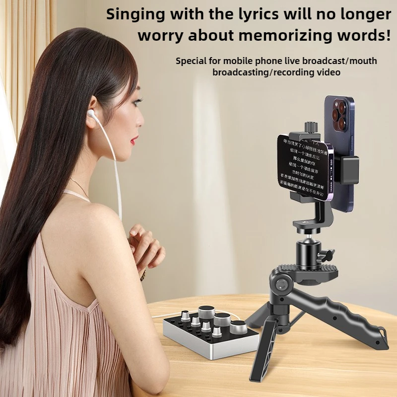Prompter Clip Phone Teleprompter for Phone Live Broadcast Desktop Handheld Stand Video Subtitle Speech Read Tripod Accessories