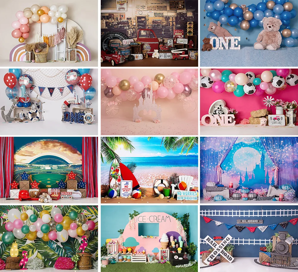 

Мехофонд фон для фотосъемки ферма воздушный шар мороженое замок для девочек и мальчиков первый день рождения торт Smash Декор фон для фотостудии