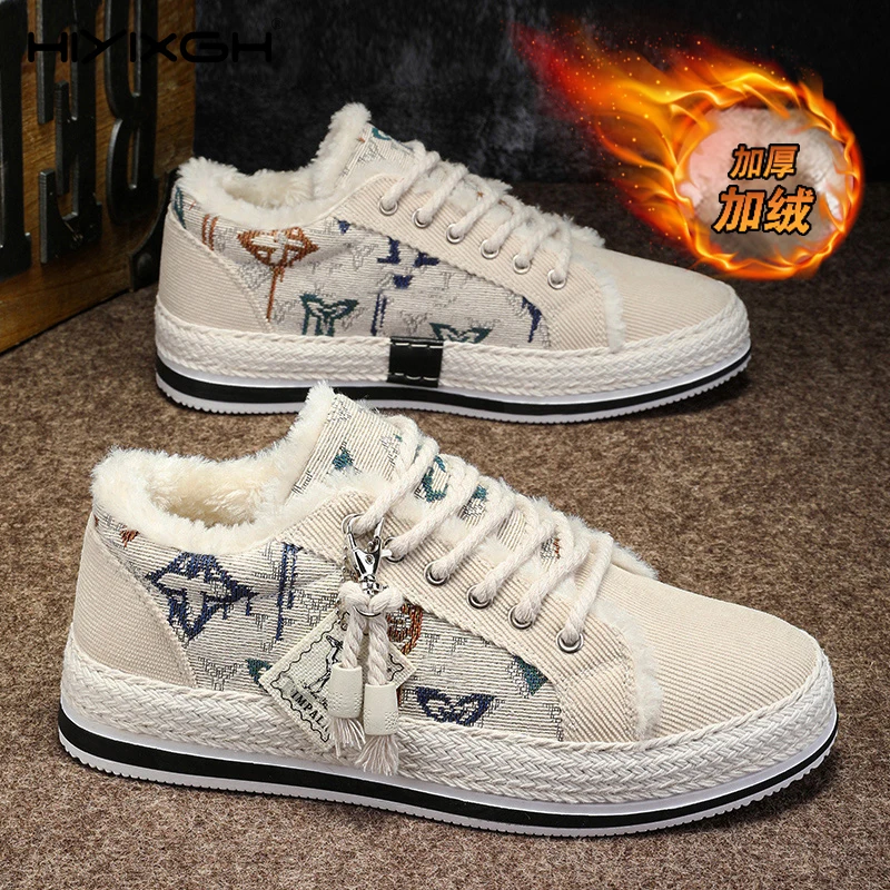 

Winter Mens Shoes Fur Warm Sneakers Casual Outdoor Platform Leather Sport Hiking Designer Luxury Tennis Loafers Skateboard