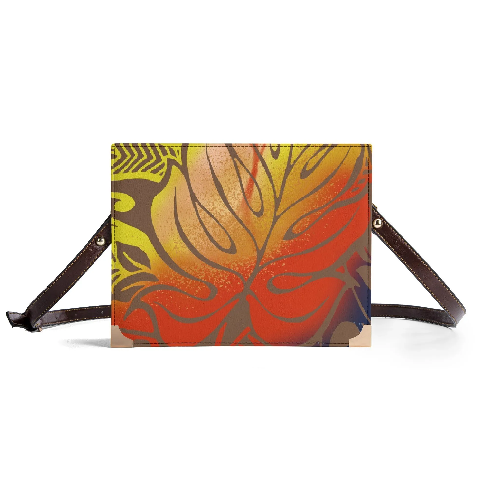 Bedruckte quadratische Umhängetasche im polynesischen Stil, Clutch mit großem Fassungsvermögen, anpassbare neue Umhängetasche und Handtasche