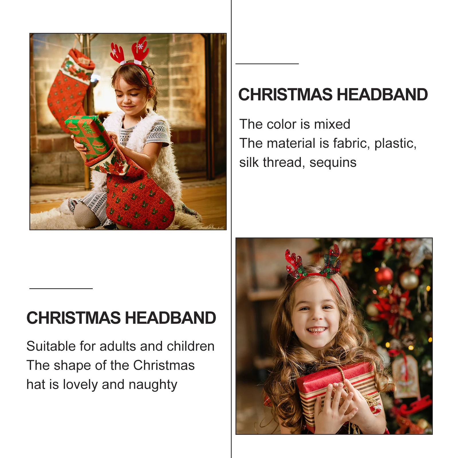 

2Pcs Deer Antler Hairband Christmas Headband Xmas Hair Hoop Festival Party Costume Hair Accessories Children Christmas Hairpiece