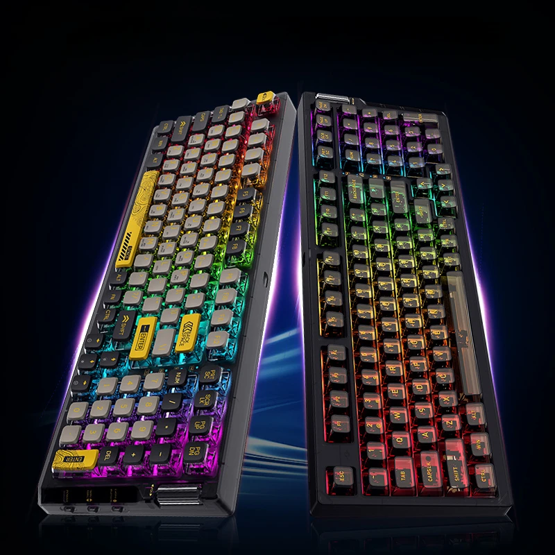 Imagem -06 - Echome-teclado Mecânico Transparente Personalizado Cyberpunk sem Fio 99 Keys Bluetooth Triple Mode Hot Swap Rgb Backlight Gasket