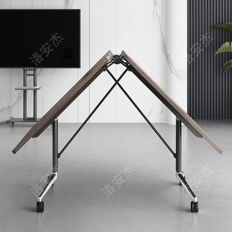 Foldable conference table mobile fixed strip training table chair desk splicing telescopic multi-function folding desk