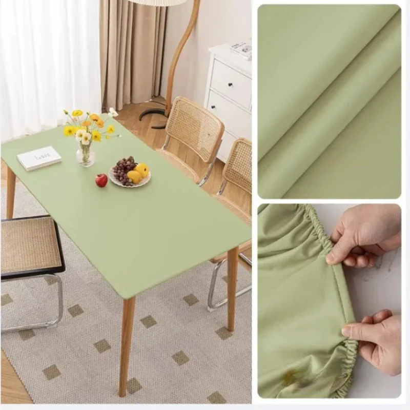 Mantel de PU elástico verde, impermeable, resistente al aceite, resistente a los arañazos, cubierta para mesas de comedor, tapete nórdico para oficina, Hotel y banquete