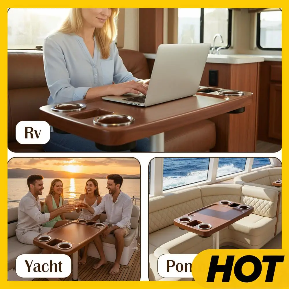 

Marine Teak Lacquered Dining Table Detachable Tabletop 34X18 Inch Utility Boat Bar Organizer Table Plastic Ship Accessories