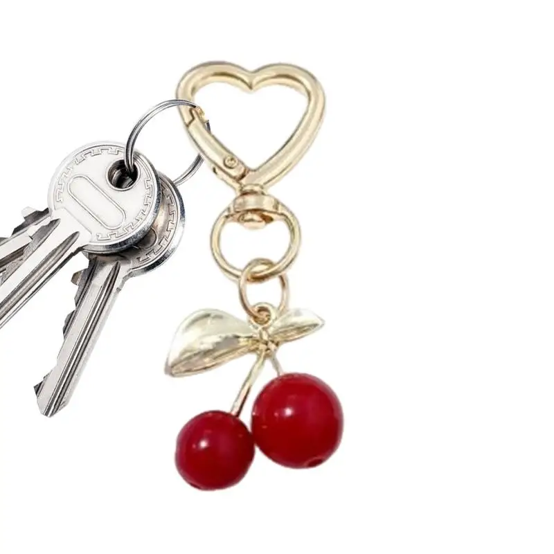 Cherry Bag Pendant Fruit Handbags Charm Cute Cherry Bag Accessories Keychains Heart Key Ring for Handbags Purse Christmas
