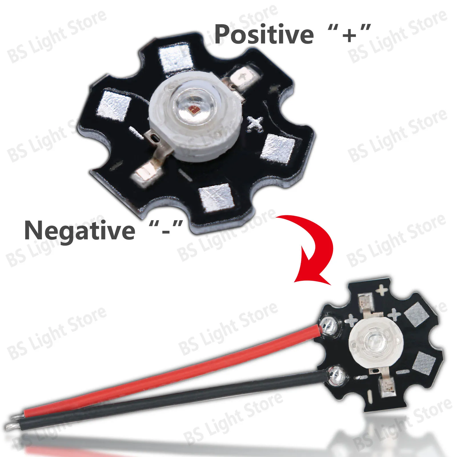 1-10pcs 1W 3W High Power Hot White/Cold White/Natural White/Red/Green/Blue/Blue Real LED IR With Wire 20mm Star PCB Light Source
