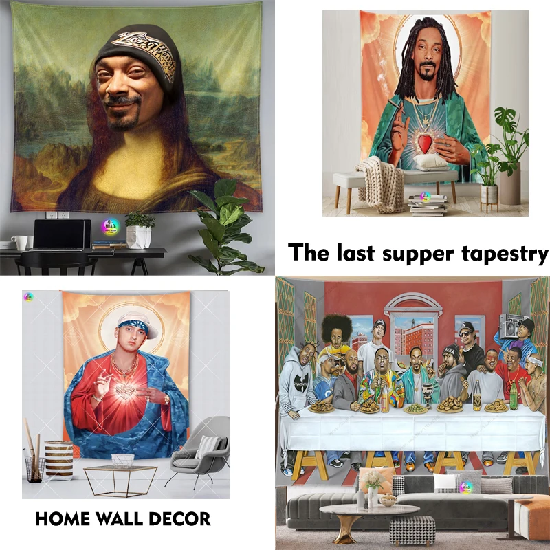 Jesus Snoop Dogg Tapisserie Kawaii Lustige Meme Wandteppich Hängen Hippie Kunst Ästhetik Wandteppiche Weihnachten Geschenk Hause Wohnheim Dekor