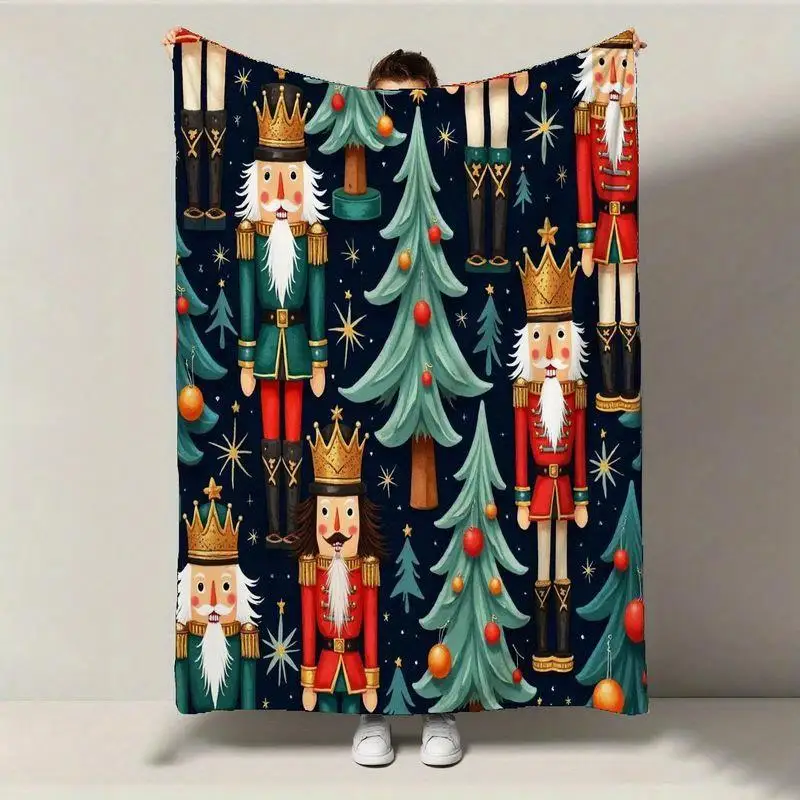 Ragdoll Cat Red Hat Green Bow Tie Christmas Portrait Soft Cozy Throw Blanket for Sofa Bed Pet Lover Pick