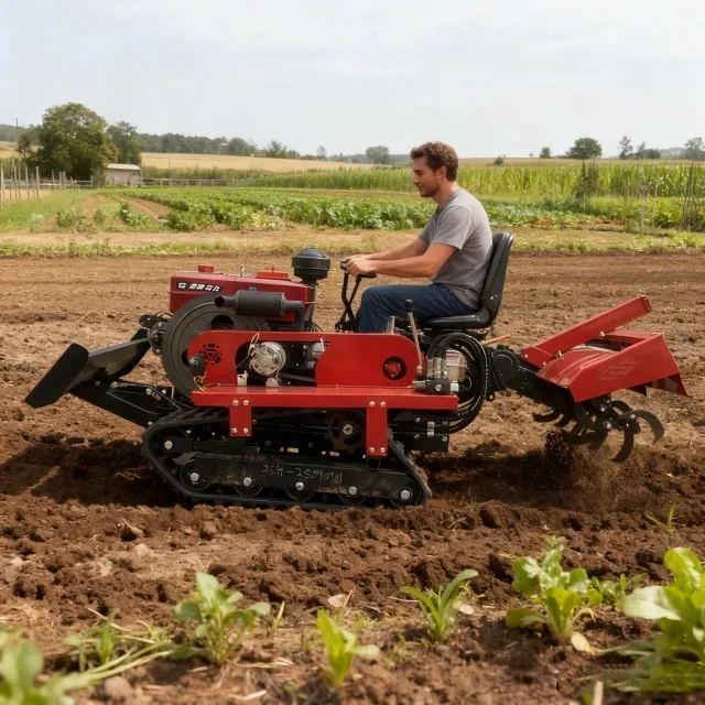 25HP Agricultural Crawler Orchard Tilling Machine 2WD Automatic Diesel Powered Water-Cooled Engine Furrowing and Ridging
