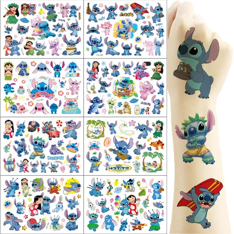 1 pz interstellare Baby Stitch Cartoon Tattoo Stickers bambini Stitch Water Transfer adesivi tatuaggio usa e getta giocattoli regalo Kawaii