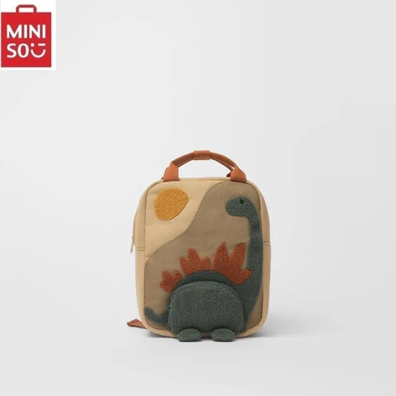 Novo dinossauro moda mochila gancho cabelo bordado dos desenhos animados lona jardim de infância crianças mochila meninos meninas estudante mochila