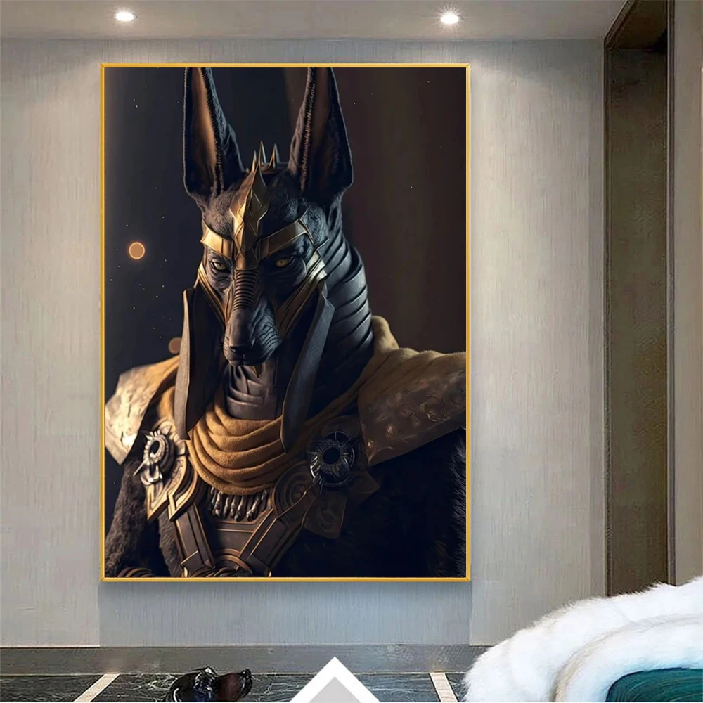 Egyptian God Art The God Anubis Portrait Canvas Paintings Posters Prints Modern Wall Art Pictures for Living Room Decor Cuadros