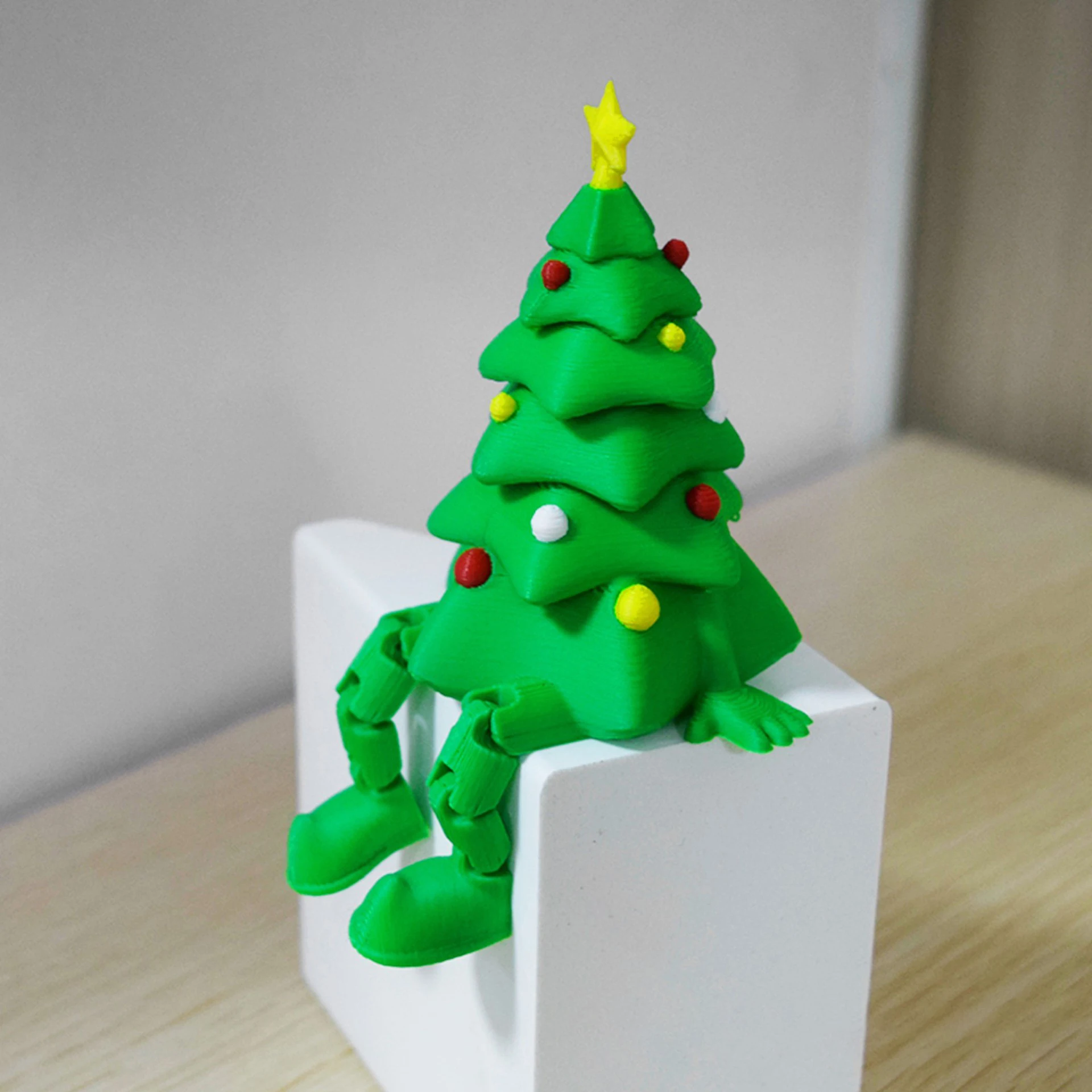 

Зеленая рождественская елка с 3D принтом, имитация милой рождественской елки, фигурка игрушки, подвижные праздничные украшения для домашнего декора