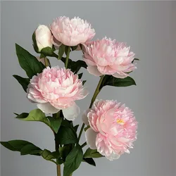 Beautiful 3 Heads Artificial Peony Flowers For Wedding Home Tabel Decoration 75cm long branch Fake Flower Hotel Office Decor