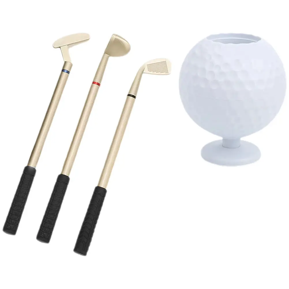 

1 Set Golf Ball Pen Holder Sturdy Lightweight Desktop Organizer Office Gift Golf Club Pen Stationery Holder Cool Gadget