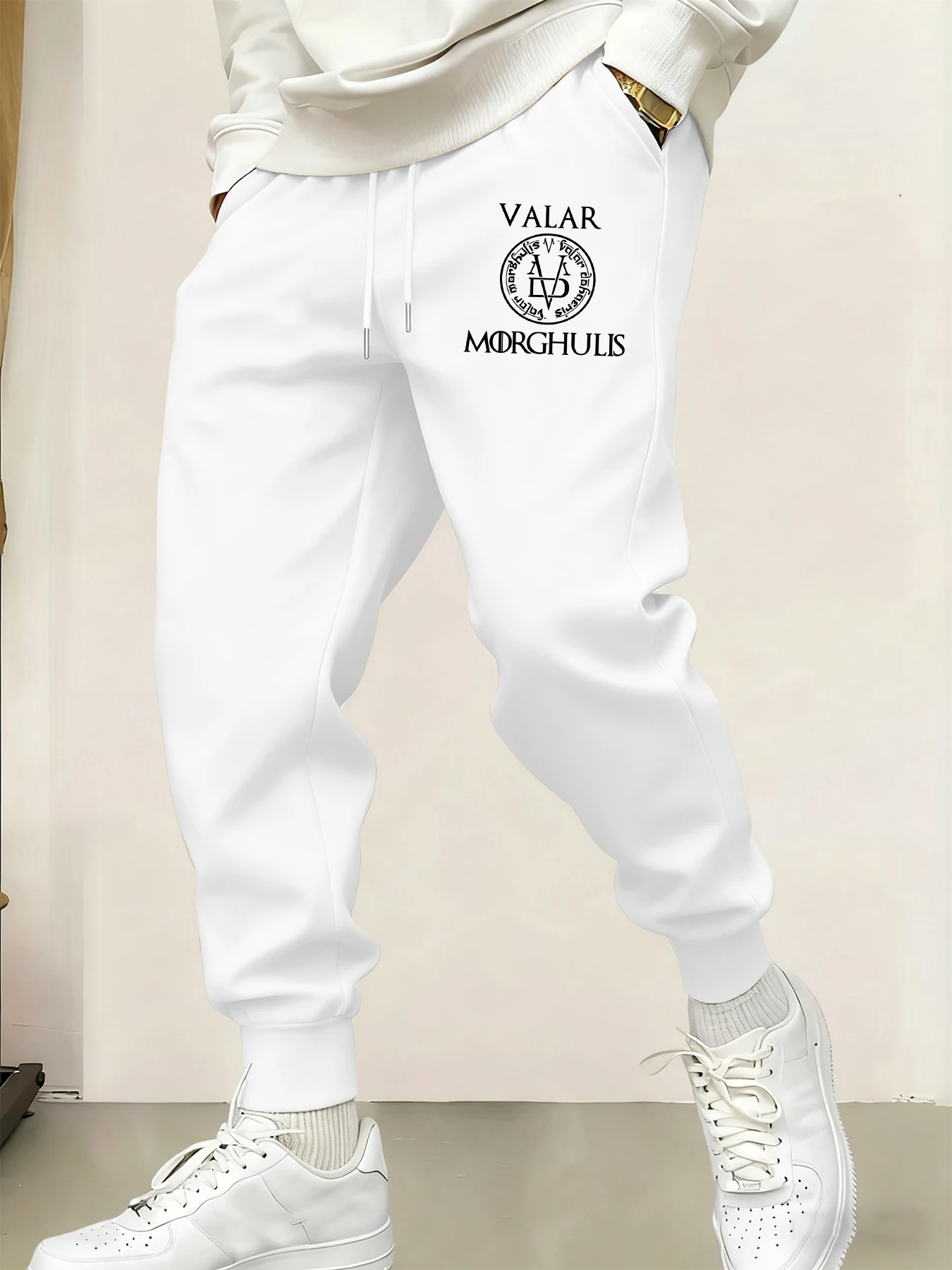 

Valar Morguhulis мужские флисовые брюки с карманами и принтами, осенние универсальные спортивные штаны, базовые брюки High Street, теплые повседневные спортивные штаны