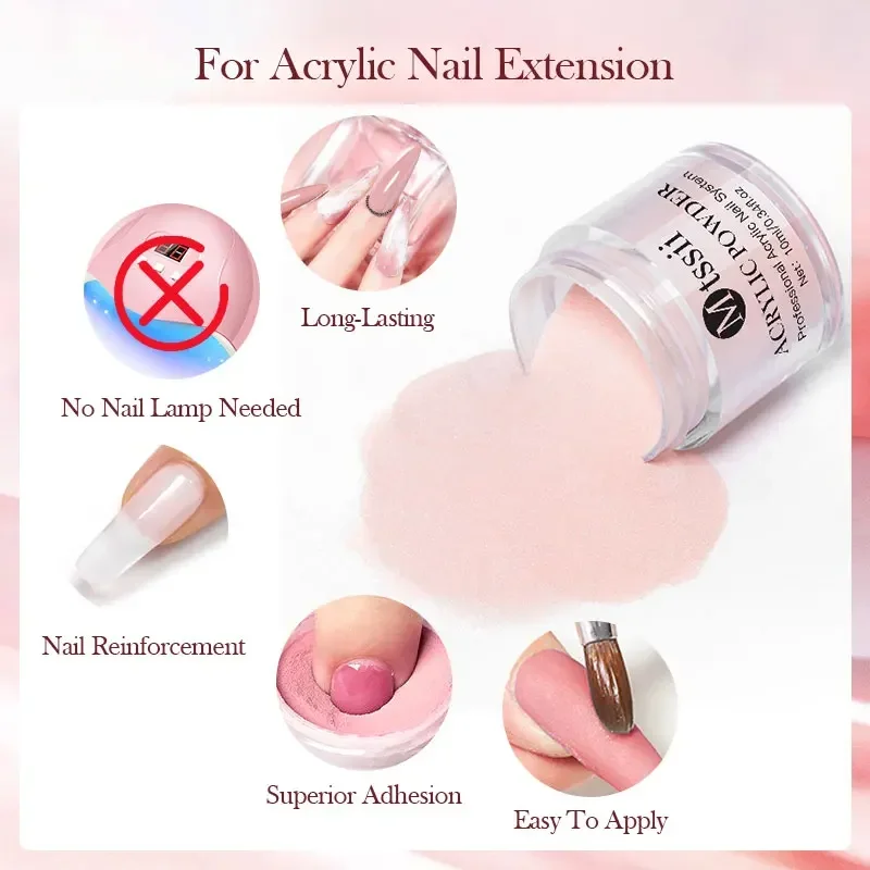 8-teiliges Acrylpulver-Nagelsystem-Set, nacktes Rosa, Monomer-Flüssigkeitsset für die Nagelverlängerung, Schnitzblume, selbstklebende Dekorationen zum Selbermachen