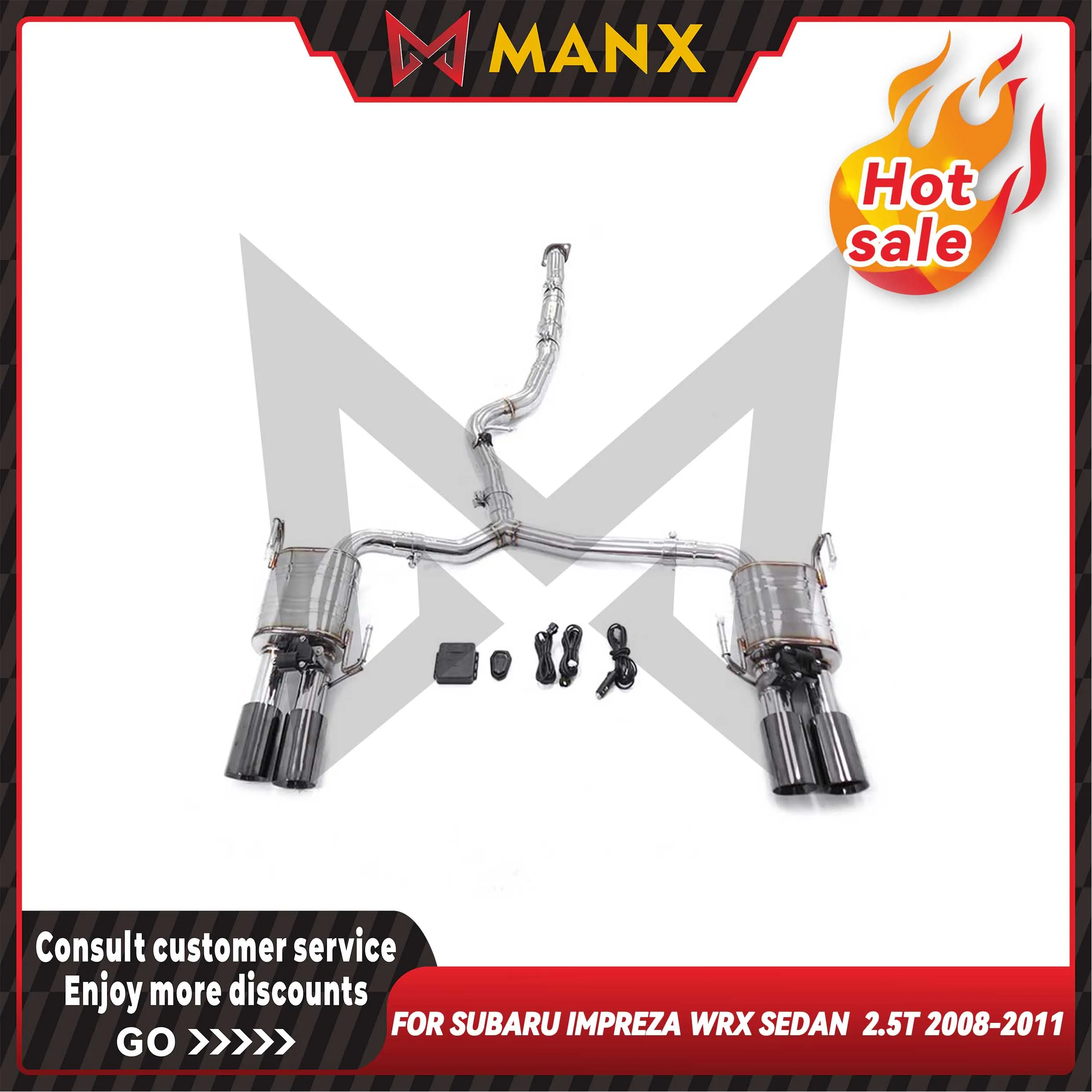 

For Subaru Impreza WRX Sedan 2.5T 2008-2011 Stainless steels Catback Performance exhaust pipe with remote control valve
