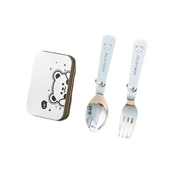 WORTHBUY 3Pcs/Set Portable Foldable Dinnerware Set 304 Stainless Steel Folding Fork Spoon…