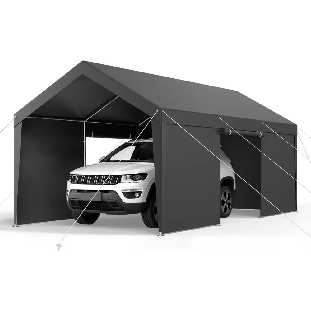 

12x20 FT Heavy Duty Carport, Portable Car Canopy with Removable Sidewalls and Door, Outdoor Car Shelter, UV-Resistant, Water-Re