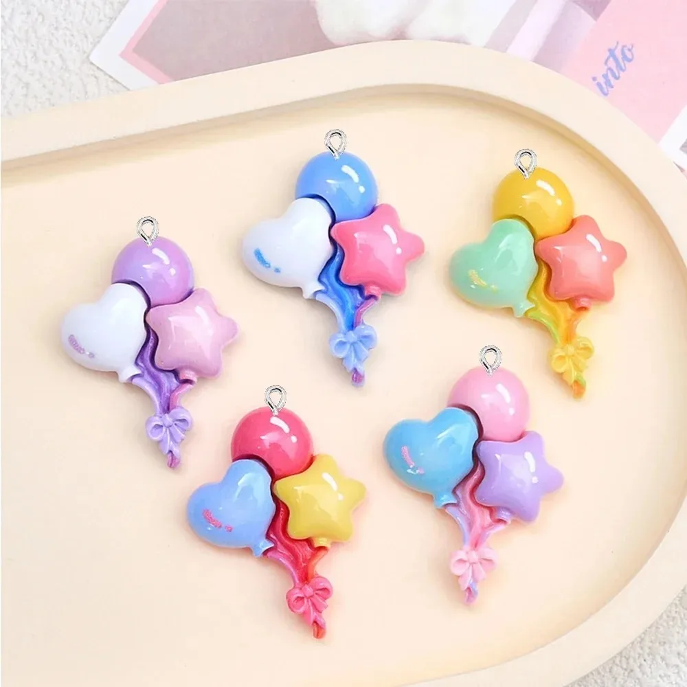 10Pcs Flat Back Shiny Heart Balloon Charms