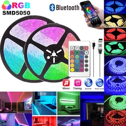 Bande lumineuse LED smd 5050, Bluetooth, contrôle par application, USB, 5V, lumière changeante de couleur, pour la décoration de la chambre