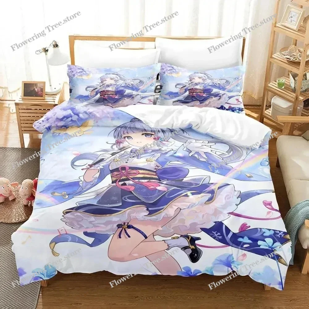 Game Genshin Impact Kamisato Ayaka Bedding Set Duvet Cover Bed Set Quilt Cover Pillowcase Comforter King Queen Size