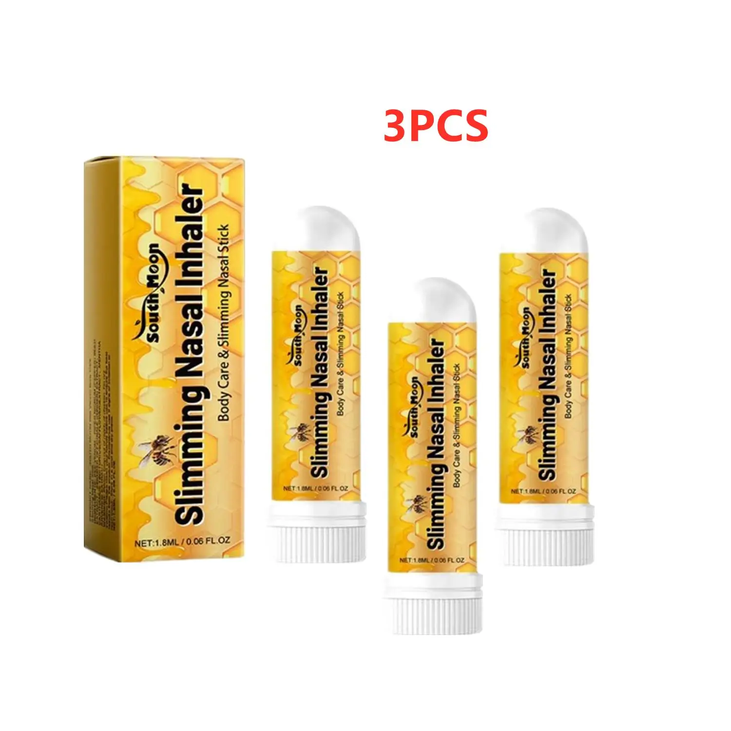 SouthMon Bee-Inhalador de palo Nasal adelgazante para el cuerpo, elimina la celulitis del Abdomen, quema de grasa, pérdida de peso, palo de nariz desintoxicante a base de hierbas, 3 uds.