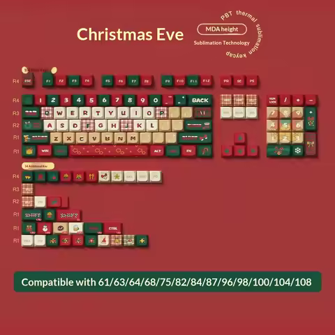 New Christmas Keycaps MDA Height Personalized Custom PBT Sublimation Mechanical Keyboard Keycaps For Girls Christmas Gift
