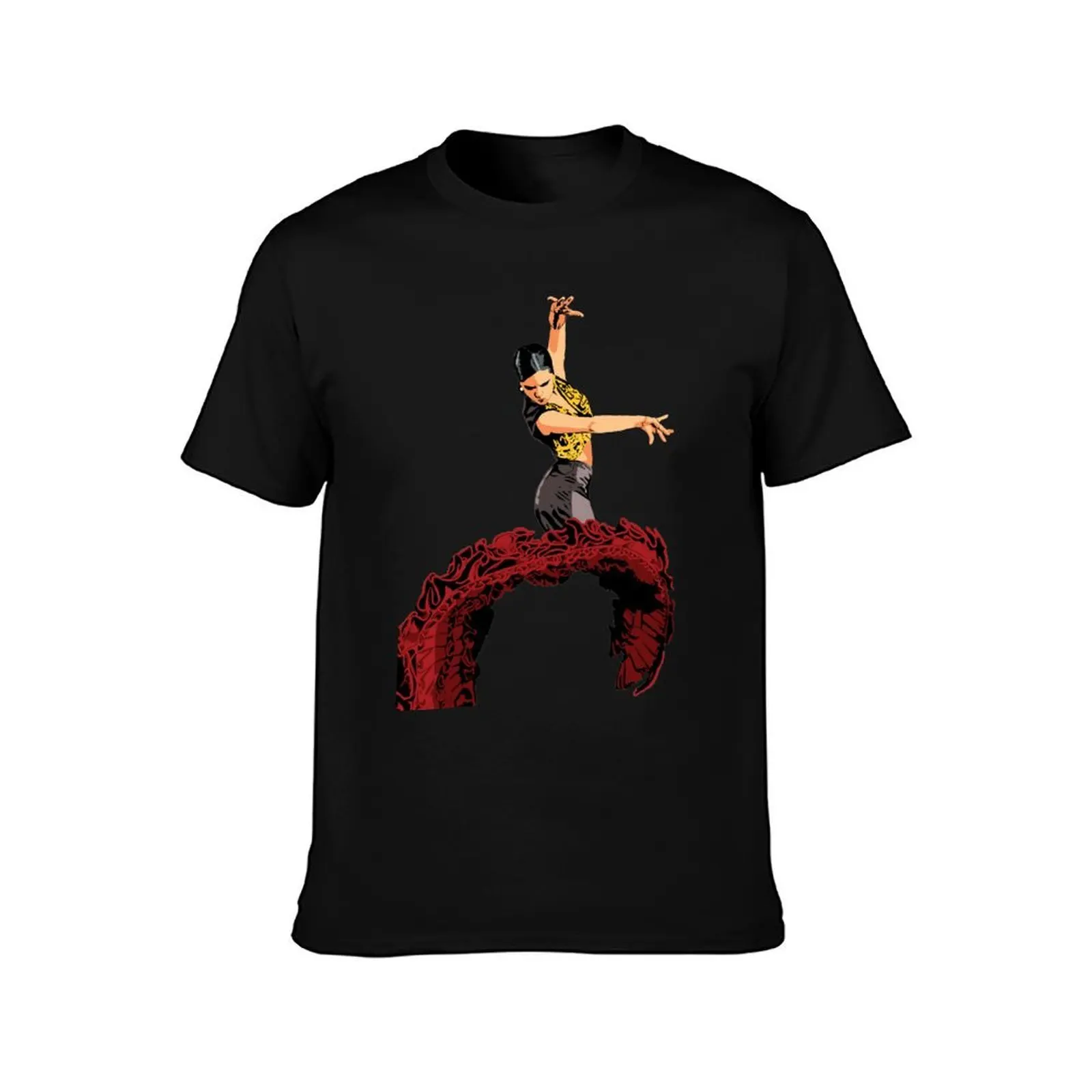 The Flamenco Dancer T-Shirt, Summer Casual Cotton Tee, Oversized Streetwear Tops, Vintage Graphic Print, Loose Fit Short Sleeve