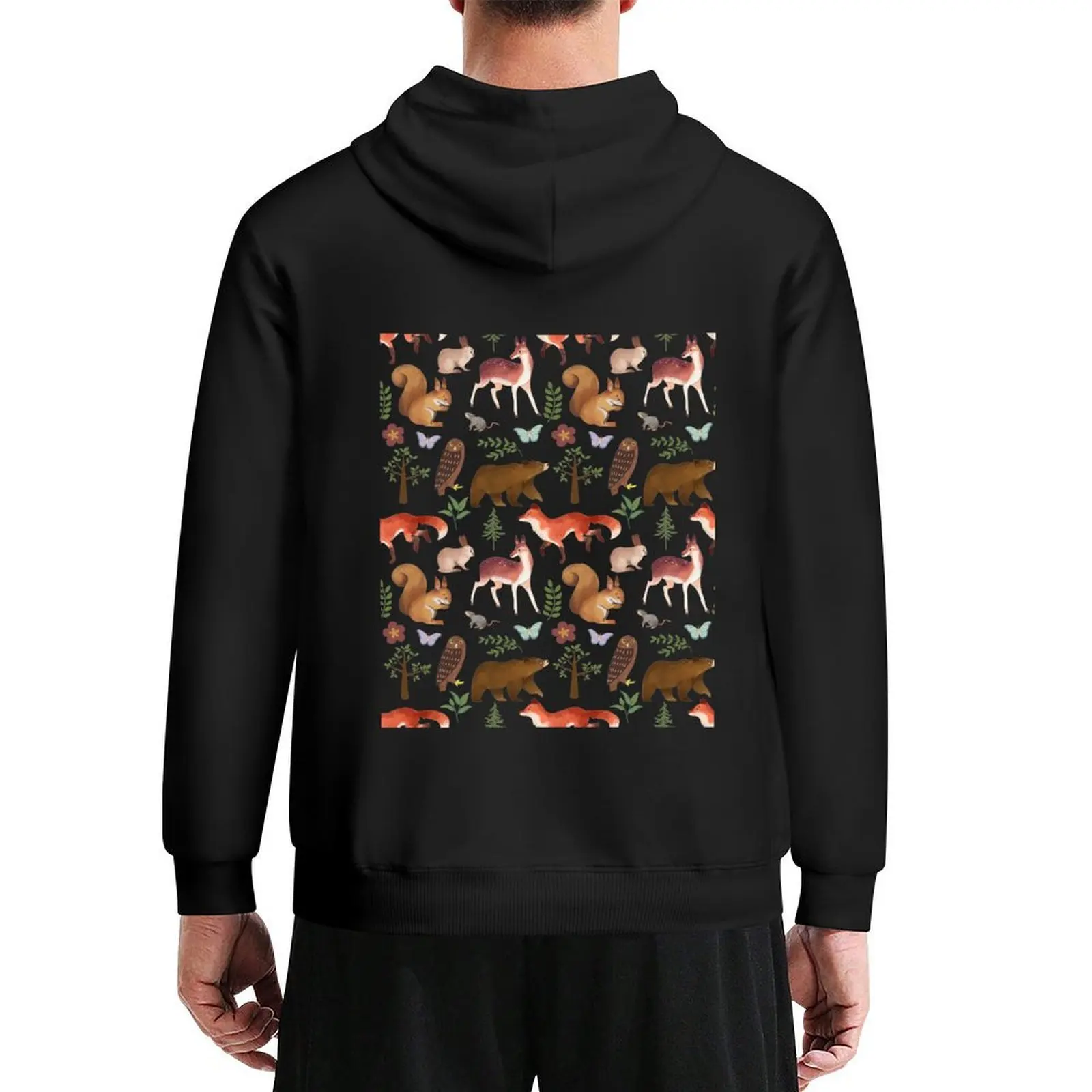

Woodland Animals Print Hoodie men's coat japanese style men clothes autumn new products men's hoodie sweatshirt