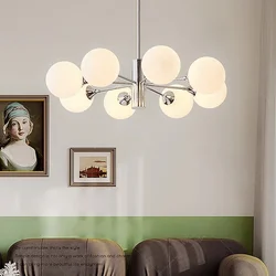 Nordic LED Chandelier for The Bedroom Dining Room Modern Milk White Glass Ball Ceiling Pendant Lamp Hanging Lighting Home