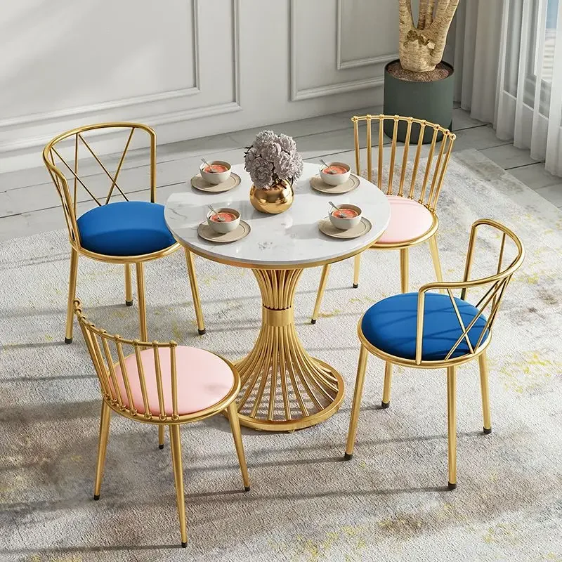 Luxurious coffee dessert restaurant chair nordic garden round metal gold lounge dining chair Italy home furniture