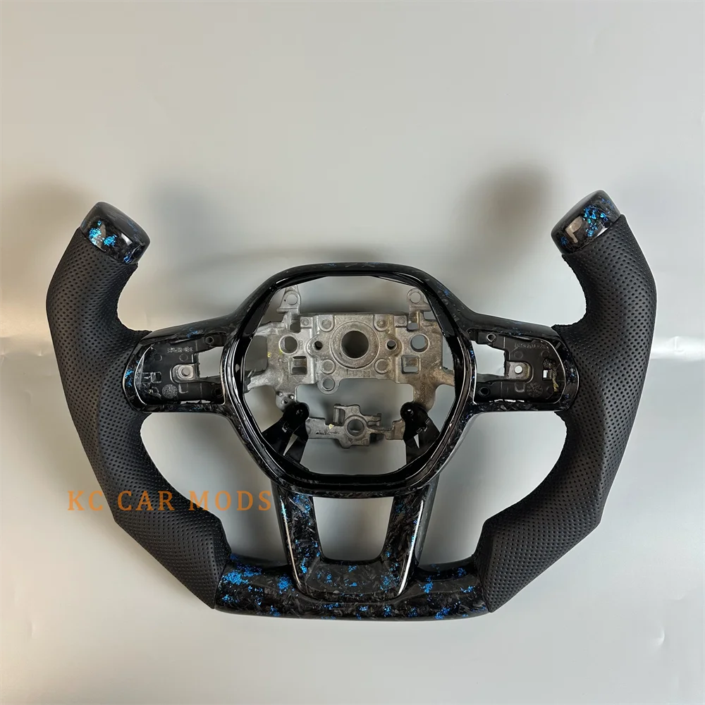 ل 2022 2023 2024 2025 هوندا سيفيك مخصص أسود مزورة ألياف الكربون عجلة القيادة الجلدية المثقبة