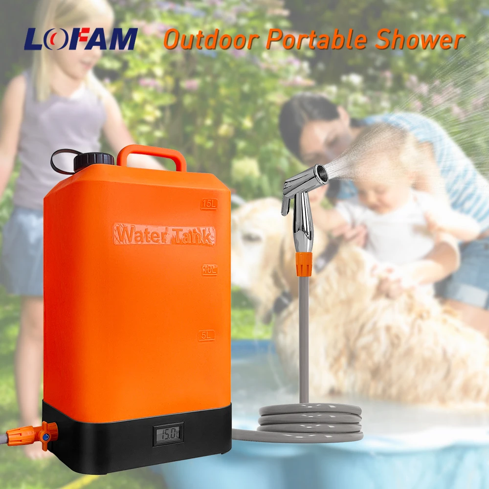 Outdoor Portable Camping Shower with 16L Silica Gel Water Bag Rechargeable Electric Pump For Hiking Climbing Bathing Pet Washing