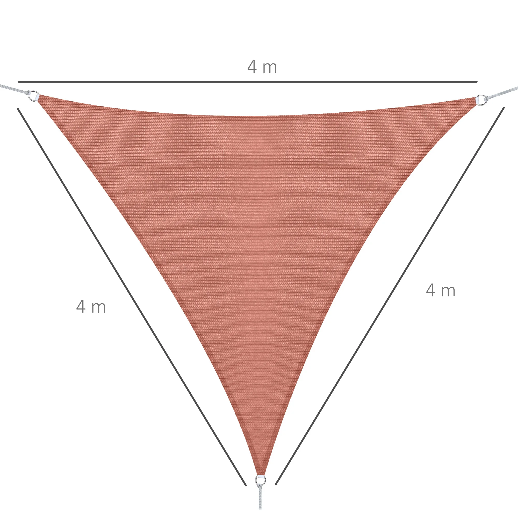 Outsunny Large Triangular Shade Sail 4 x 4 x 4 m High-Density Polyethylene, UV Resistant, Rust Red