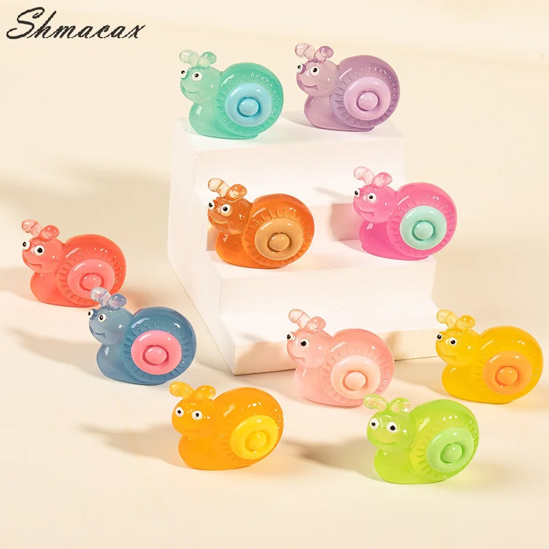 Luminous 3D Cartoon Snail DIY Accessories Cream Glue Keychain Pendant Micro Landscape Doll House Toy