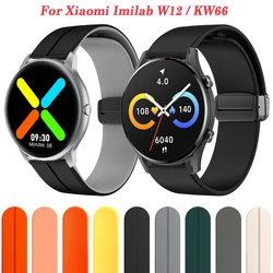 22mm Soft Silicone Strap For Xiaomi Imilab W12 / KW66 Smartwatch Magnetic Buckle Huawei Watch GT3 GT2 46mm Bracelet Accessories