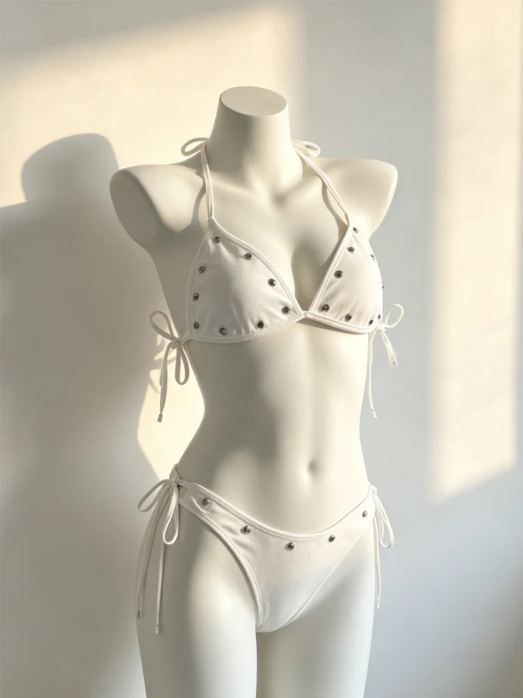 Spicy girl style new cross print sexy split bikini strap bikini Y2K beach summer fashion vacation style INS