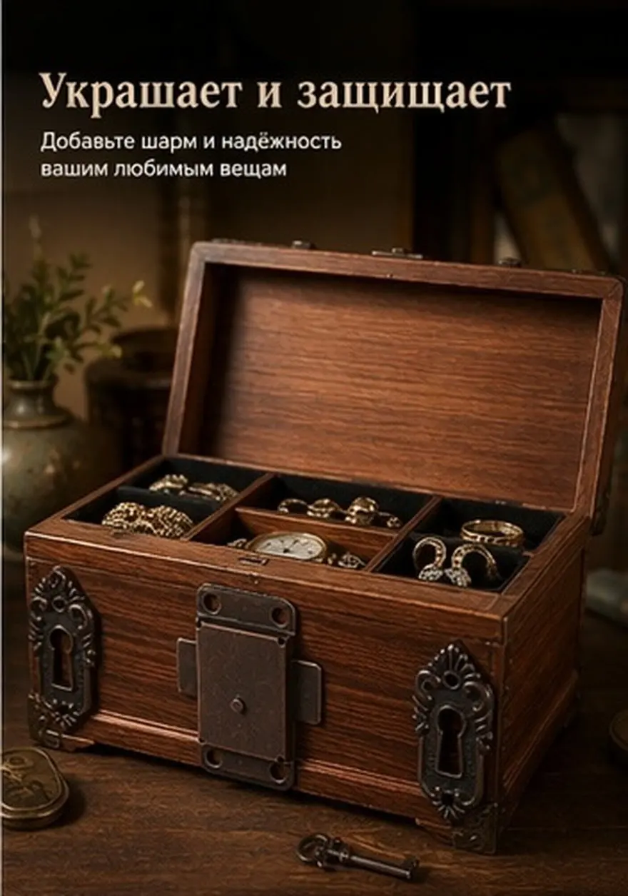 2Pcs Retro Metal Cabinet Locks Jewelry Box Latches Decorative Wooden Cupboard Latches Vintage Lock with Key