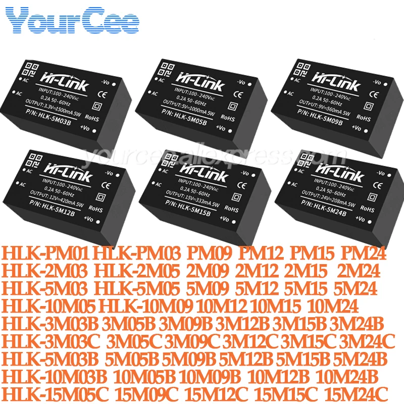Stabilizacja napięcia izolacji AC-DC 3W 5W 10W 15W 220V do 5V/3.3V/9V/12V/15V/24V Moduł zasilania HLK-PM01 PM03 PM09 PM12 PM15