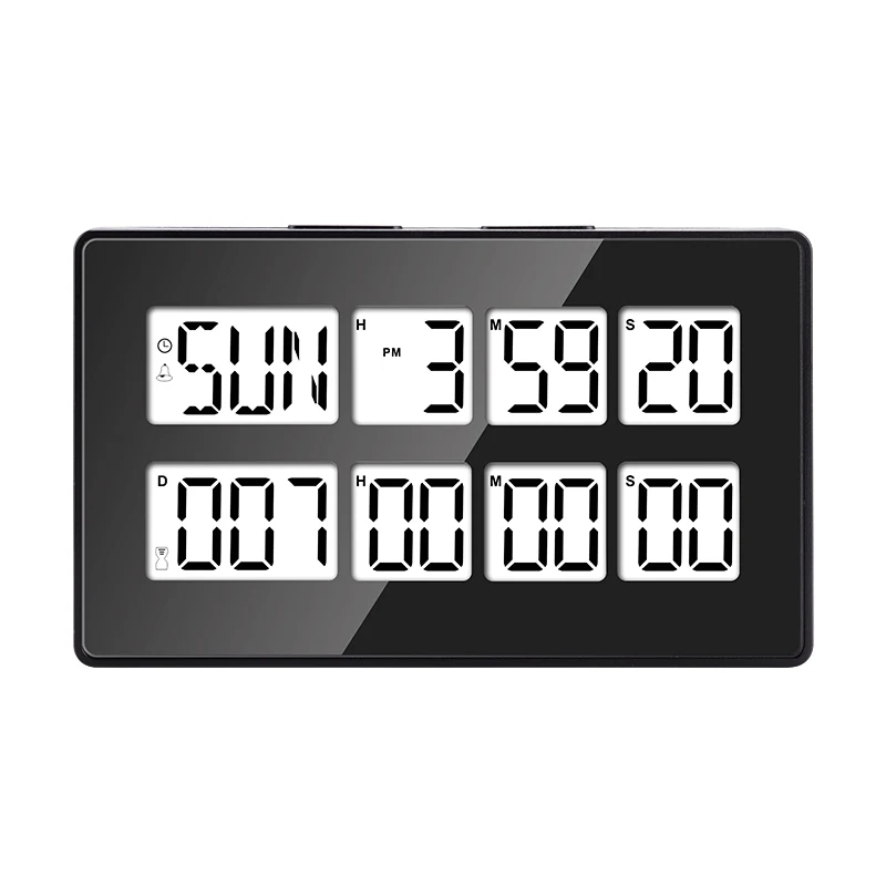 Color Display Dual Channel Digital Timer Countdown Magnet Cooking Clock Snooze Alarm Calendar Great Date Time Reminder 3 Preset