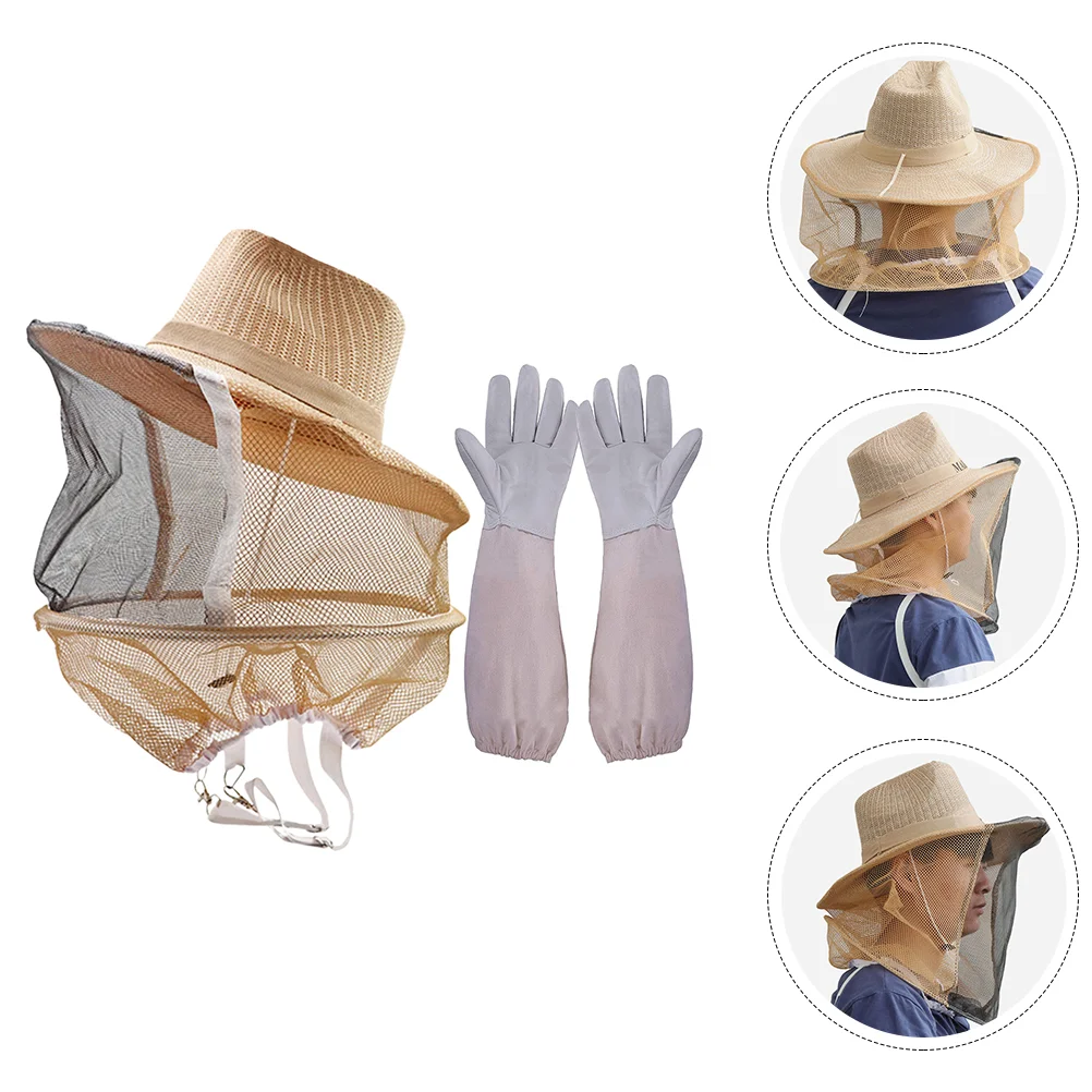 

Anti-bee Honeycomb Goal Keepers Glove Caps Veil Hood Beekeeping Hat Protective Cape Hats for Body