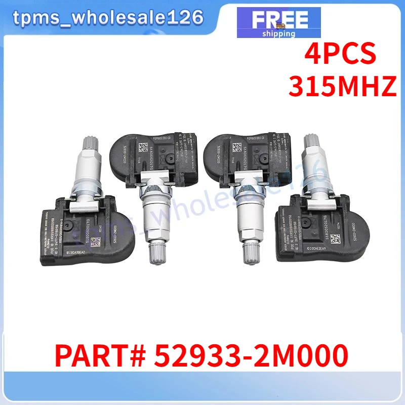 

52933-2M000 For 2013-2014 Hyundai Accent Genesis Santa Fe 2010-2015 Kia Optima TPMS 315MHZ 52933-2M550 Tire Pressure Sensor 4PCS