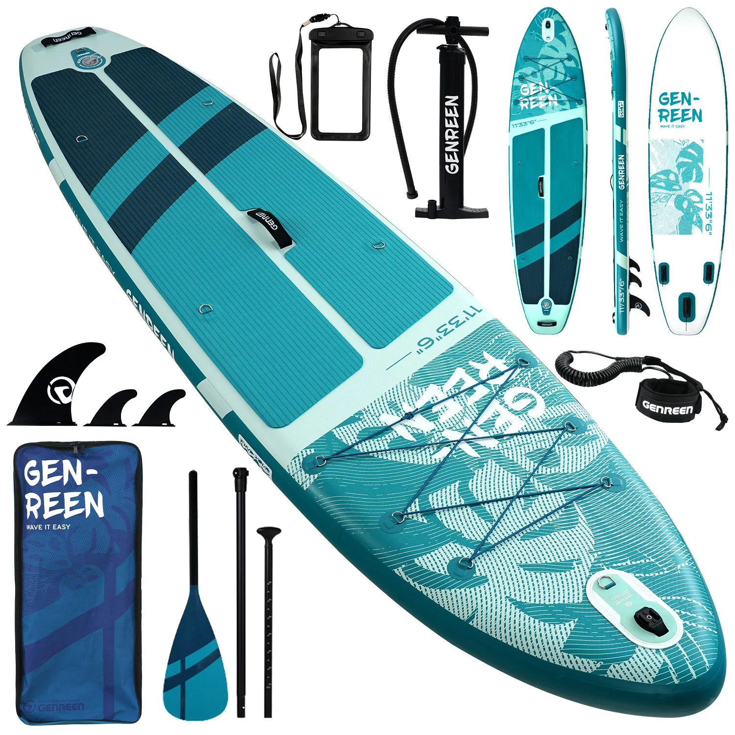 Tabla de paddle surf inflable SUP de 335*83*15cm con 5 asas, 3 aletas, ultra estable, amplia capacidad de carga de 250 kg, para 3 a 4 personas