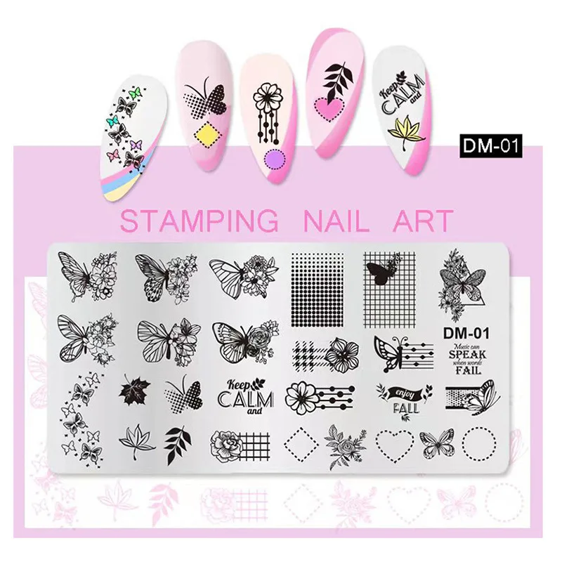 1 Pc Nail Art Stamp Tenplate Butterfly Flower Serpentine Geometric Designs Templates Winter Image Nail Art Stamping Plates