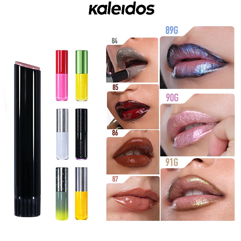 Kaleidos brillant à lèvres miroir mat paillettes gothique vernis à lèvres humide miroitant nu Punk foncé rouge à lèvres haute couleurs maquillage pour les lèvres durable