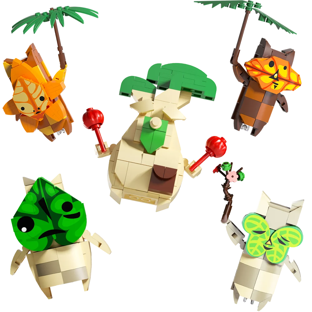 Moc jogo zeldaed koroks mini pessoas de madeira blocos de construção deku folhas kokiri diy modelo tijolos conjunto brinquedo presente crianças adulto